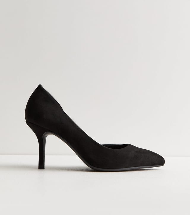 New Look Women's Wide Fit Black Faux Suede D'Orsay Court Shoes Vegan New Look - 2