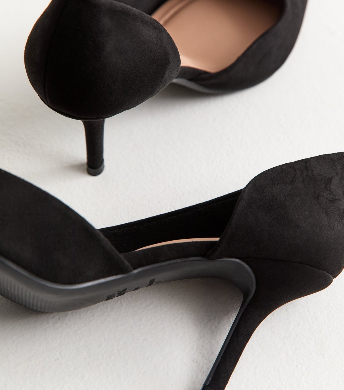 New Look Women's Wide Fit Black Faux Suede D'Orsay Court Shoes Vegan New Look - 3