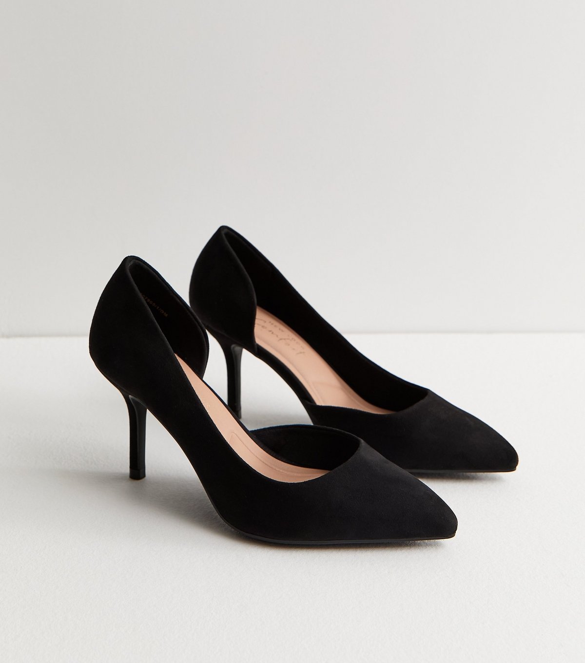 New Look Women's Wide Fit Black Faux Suede D'Orsay Court Shoes Vegan New Look - 4