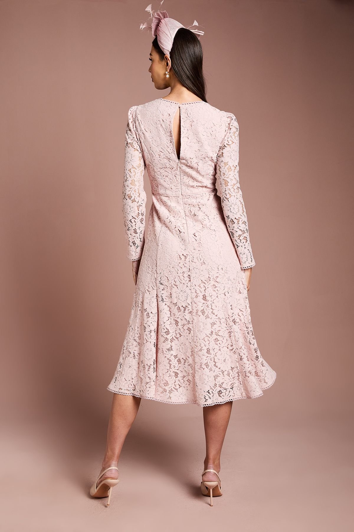 Coast Coast Women's Lisa Tan Lace Full Skirted Dress in Blush - 3