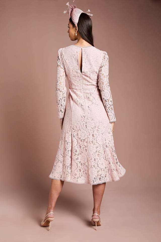 Coast Coast Women's Lisa Tan Lace Full Skirted Dress in Blush - 3