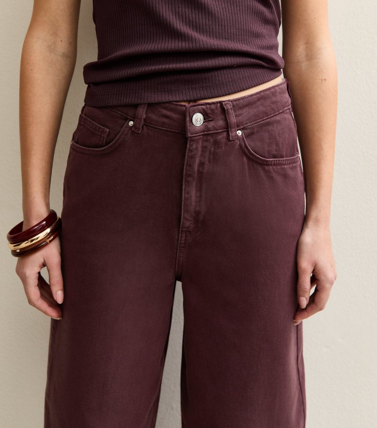 New Look Women's Burgundy Barrel Leg Jeans New Look - 3