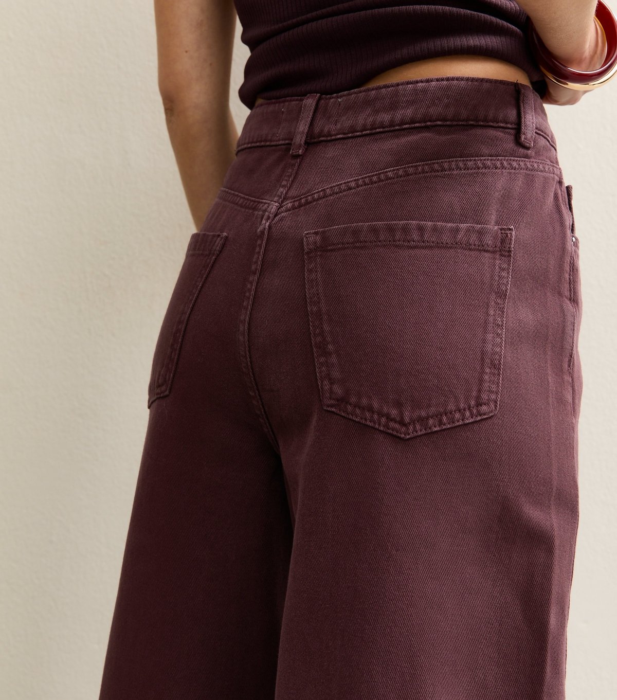 New Look Women's Burgundy Barrel Leg Jeans New Look - 4