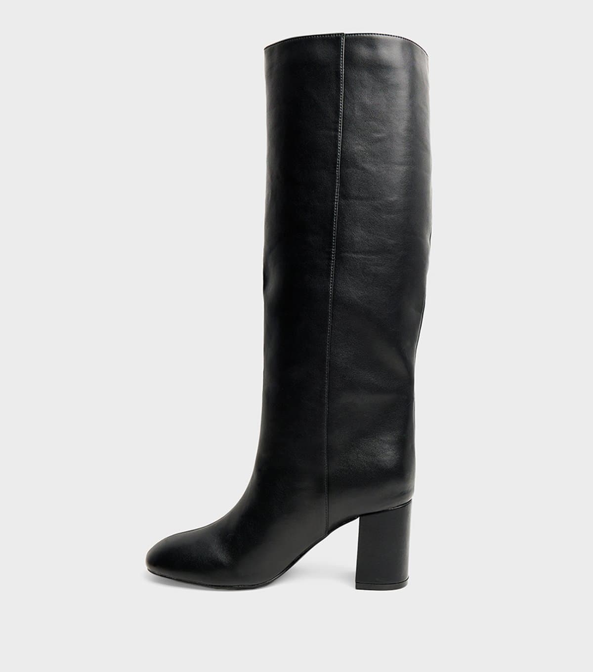 Public Desire Women's Black Faux Leather Maison Knee High Heeled Boots Public Desire New Look