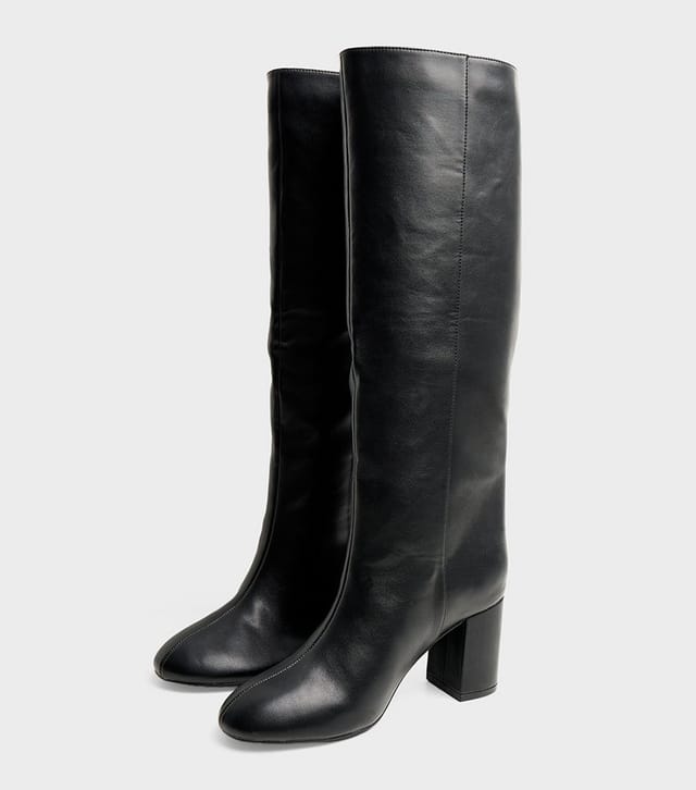 Public Desire Women's Black Faux Leather Maison Knee High Heeled Boots Public Desire New Look - 2