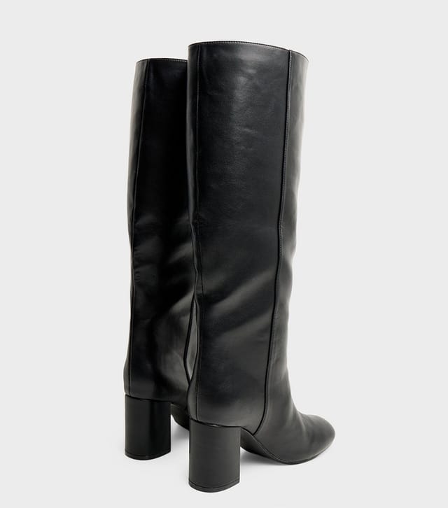Public Desire Women's Black Faux Leather Maison Knee High Heeled Boots Public Desire New Look - 3