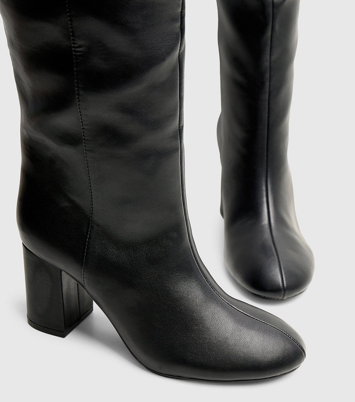 Public Desire Women's Black Faux Leather Maison Knee High Heeled Boots Public Desire New Look - 4