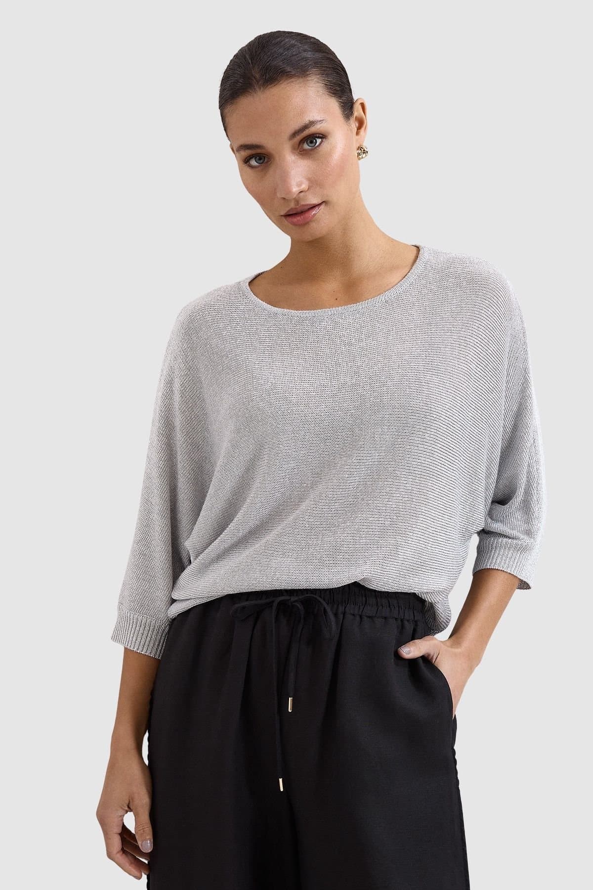 Phase Eight Phase Eight Women's Cristine Metallic Knitted Jumper in Metallic Silver