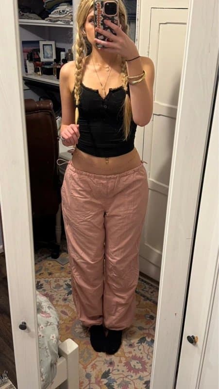 ASOS asos light pink drawstring parachute pants trousers