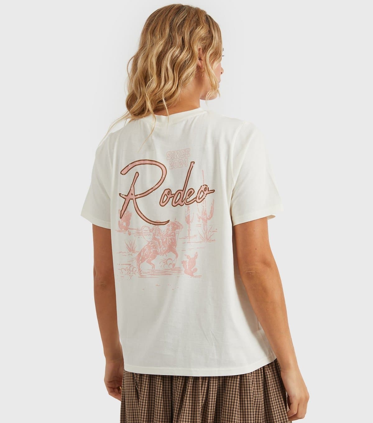 Custard Women's Clothing White Rodeo Logo Print T-Shirt Custard New Look