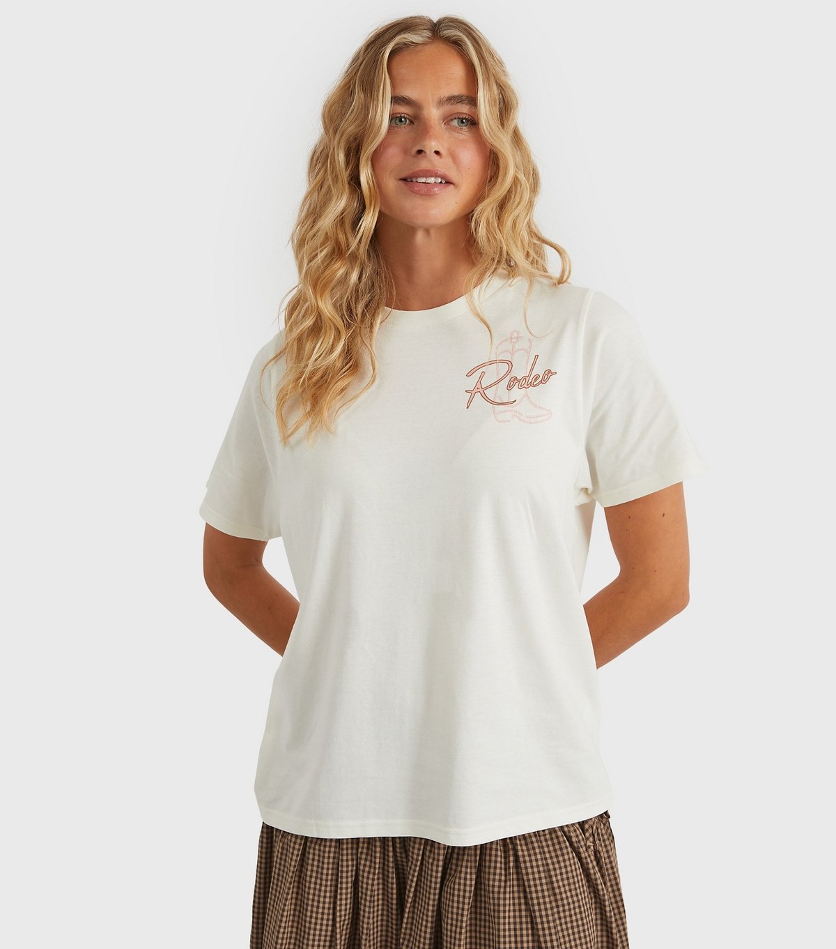 Custard Women's Clothing White Rodeo Logo Print T-Shirt Custard New Look - 2