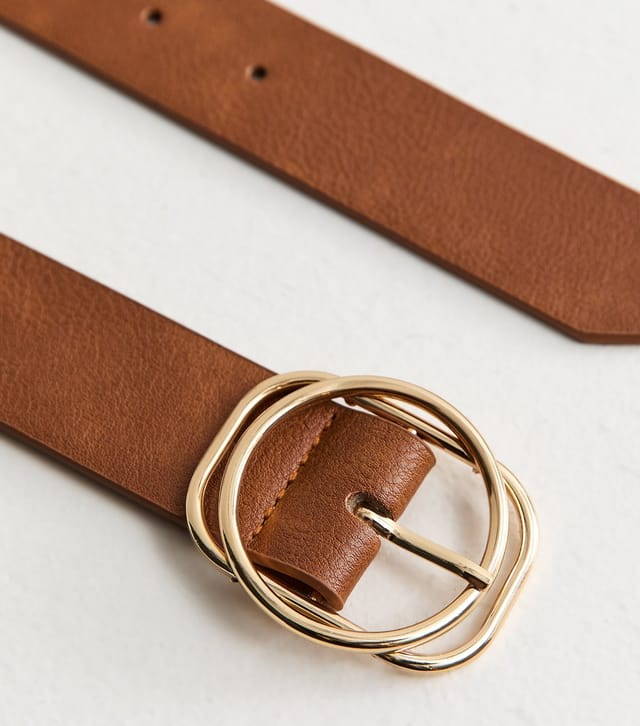 New Look Tan Faux Leather Circle and Rectangle Buckle Belt New Look - 3
