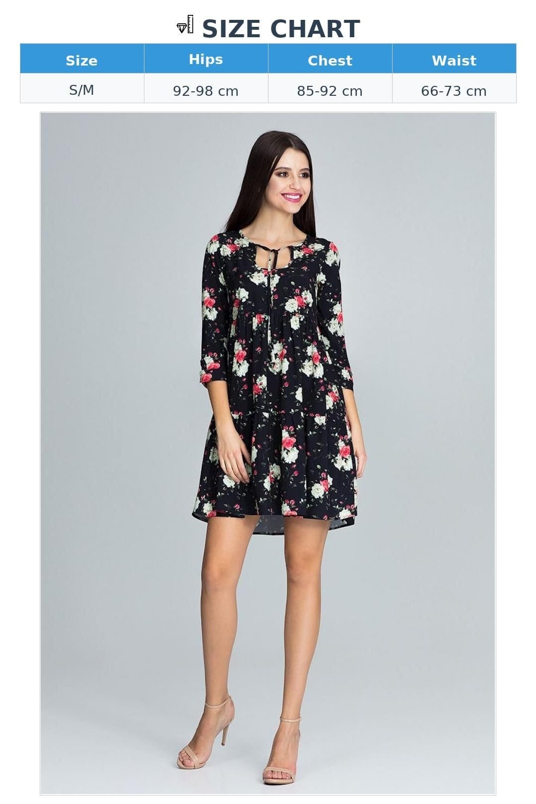 Love Lace Love Lace Women's Trapeze Ruffle Neck Daydress with Sleeves in Black - 4