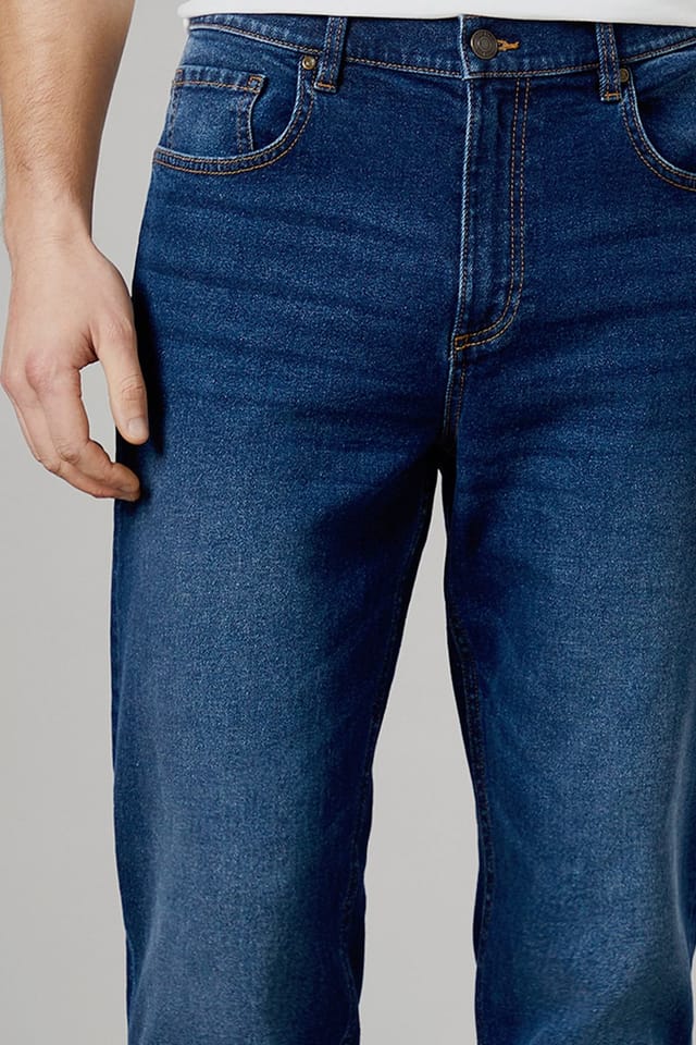 Maine Maine Men's Dark Wash Premium Stretch Straight Fit Jeans in Dark Blue - 2