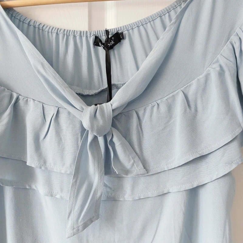 Koolook Koolook light blue raffled top size UK 14 16
