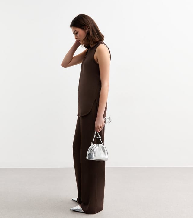 New Look Women's Brown Textured Wide Leg Trousers New Look - 3