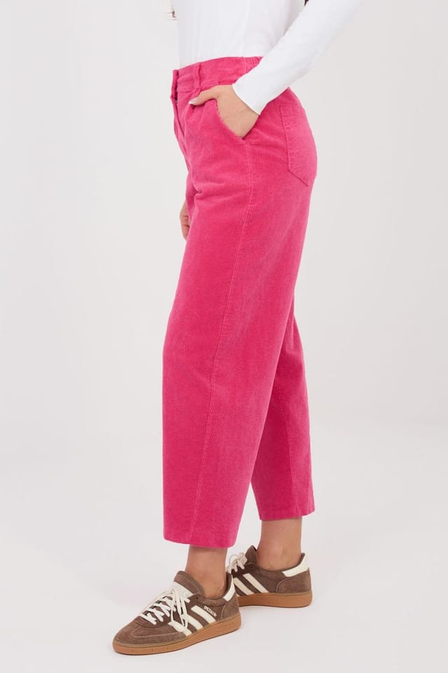 Love Lace Love Lace Women's High Waist Corduroy Carrot Trousers Style 225087 in Pink - 2
