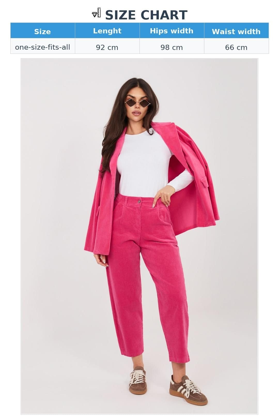 Love Lace Love Lace Women's High Waist Corduroy Carrot Trousers Style 225087 in Pink - 4