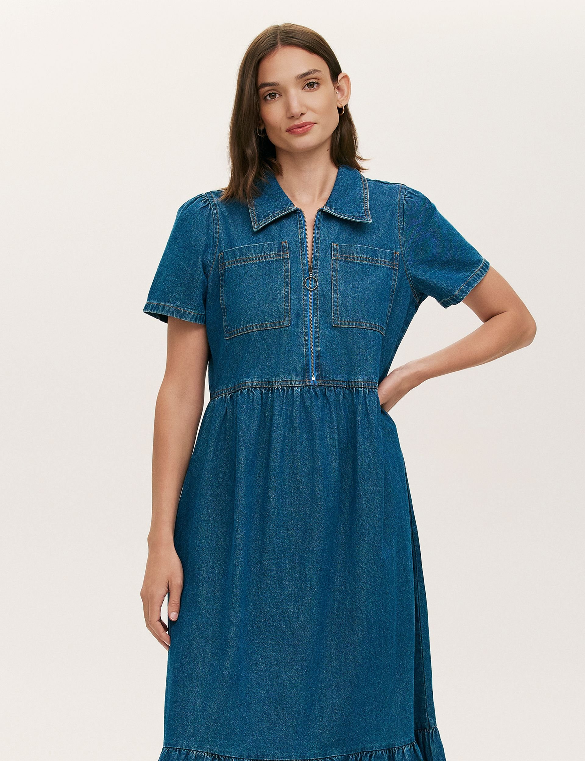 Finery London Finery London Women's Tania Denim Midi Shirt Dress in Blue - 2