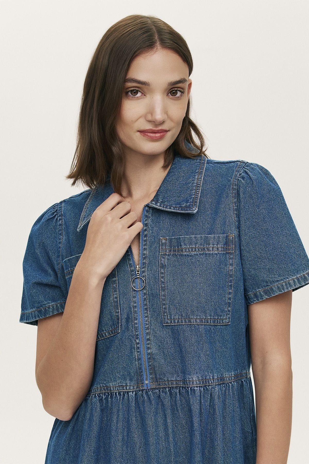 Finery London Finery London Women's Tania Denim Midi Shirt Dress in Blue - 4