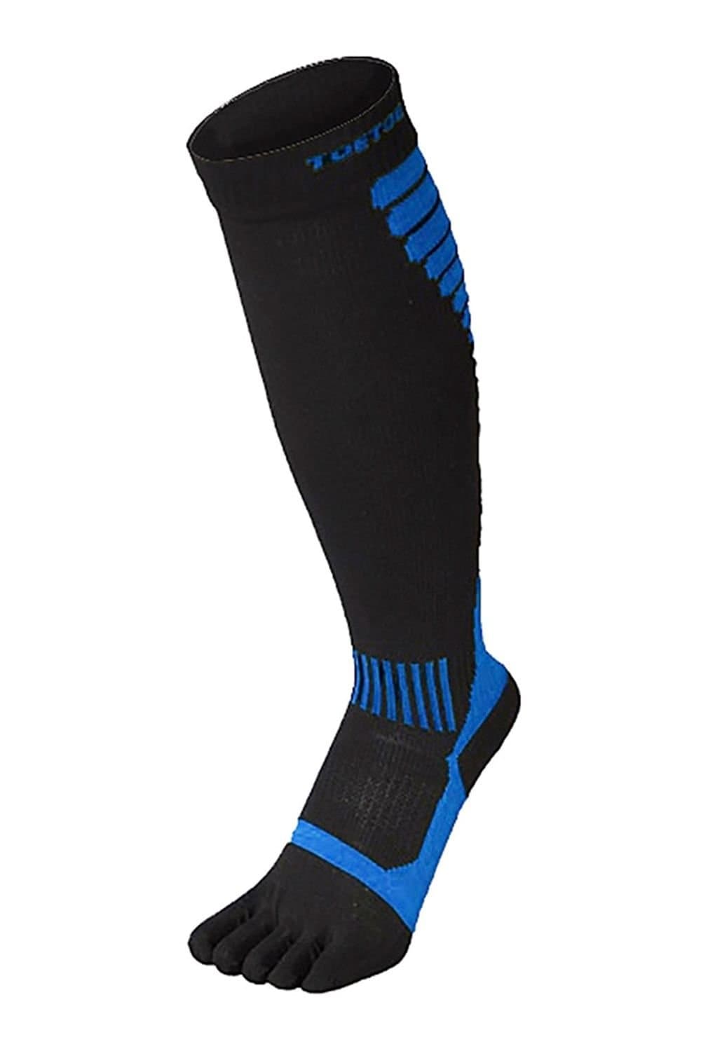 TOETOE TOETOE Men's Compression Knee-High Toe Socks - 1 Pack Sports Toe Socks in Black