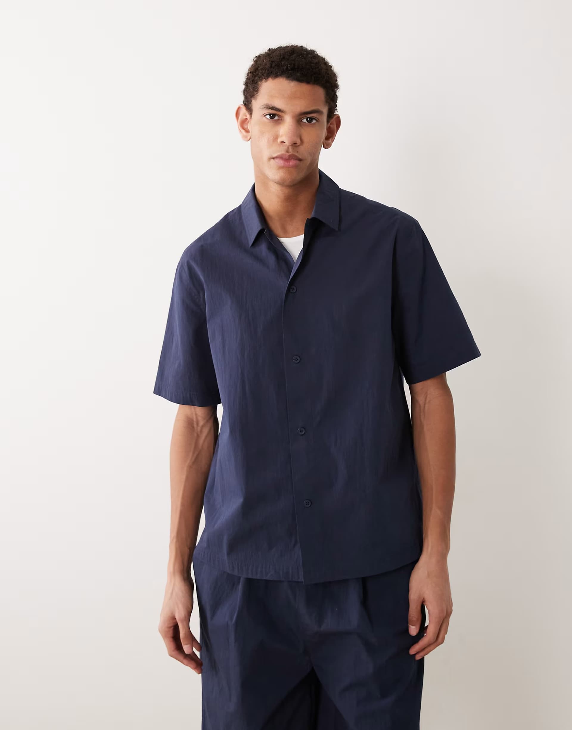 ASOS ASOS DESIGN co-ord relaxed fit shirt in navy