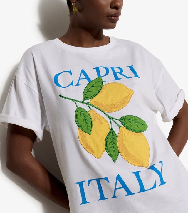 Apricot Women's White Capri Italy Lemon Embroidered T-Shirt Apricot New Look - 3