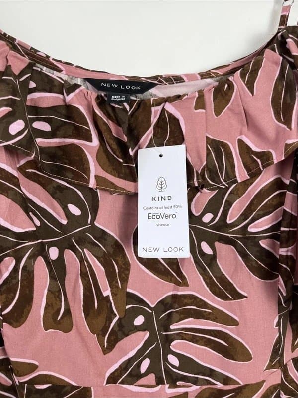 New Look New look - leaf should frill dress - size 22 - brown/ pink