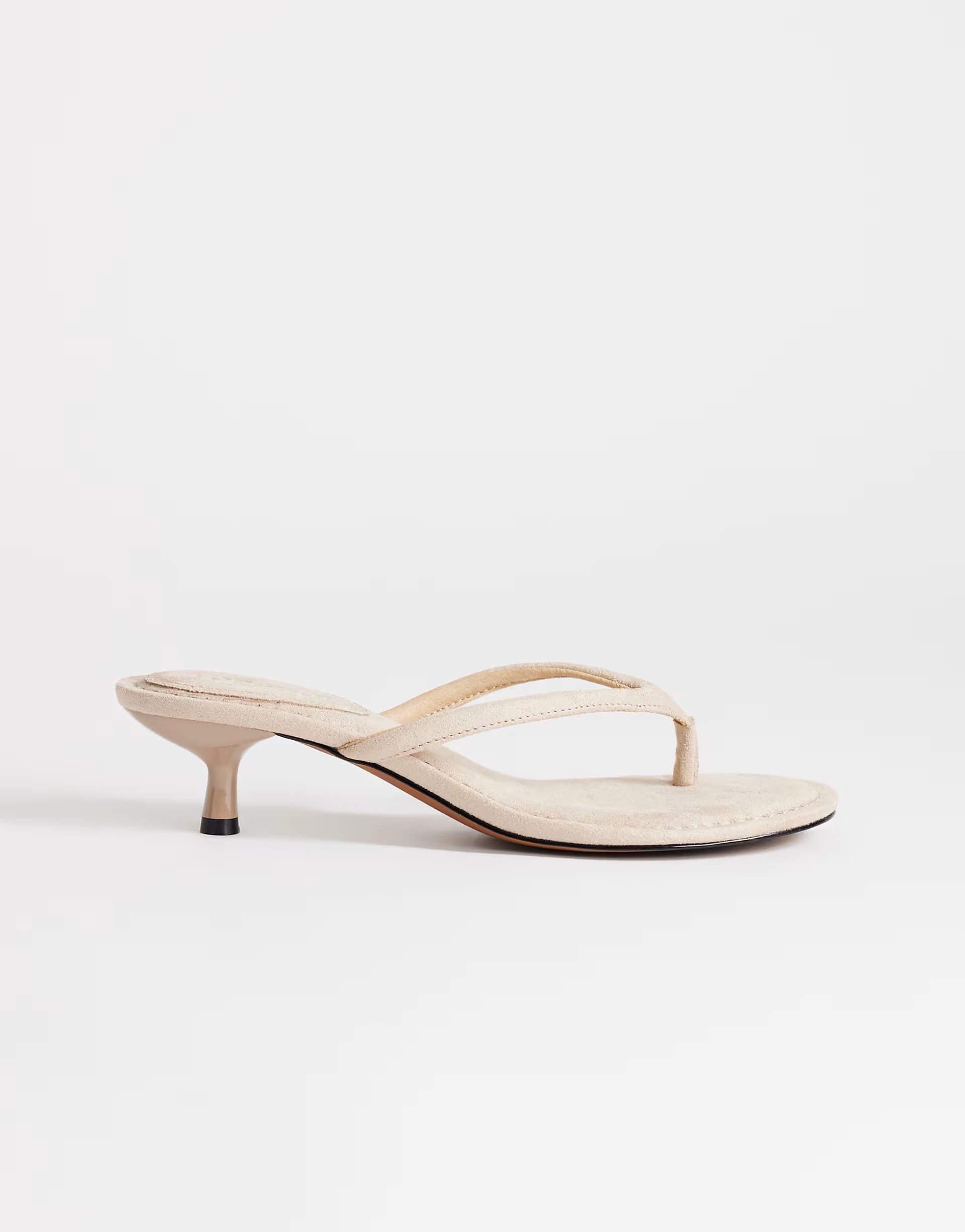 ASOS Topshop Axel toe thong mid heel sandal in camel