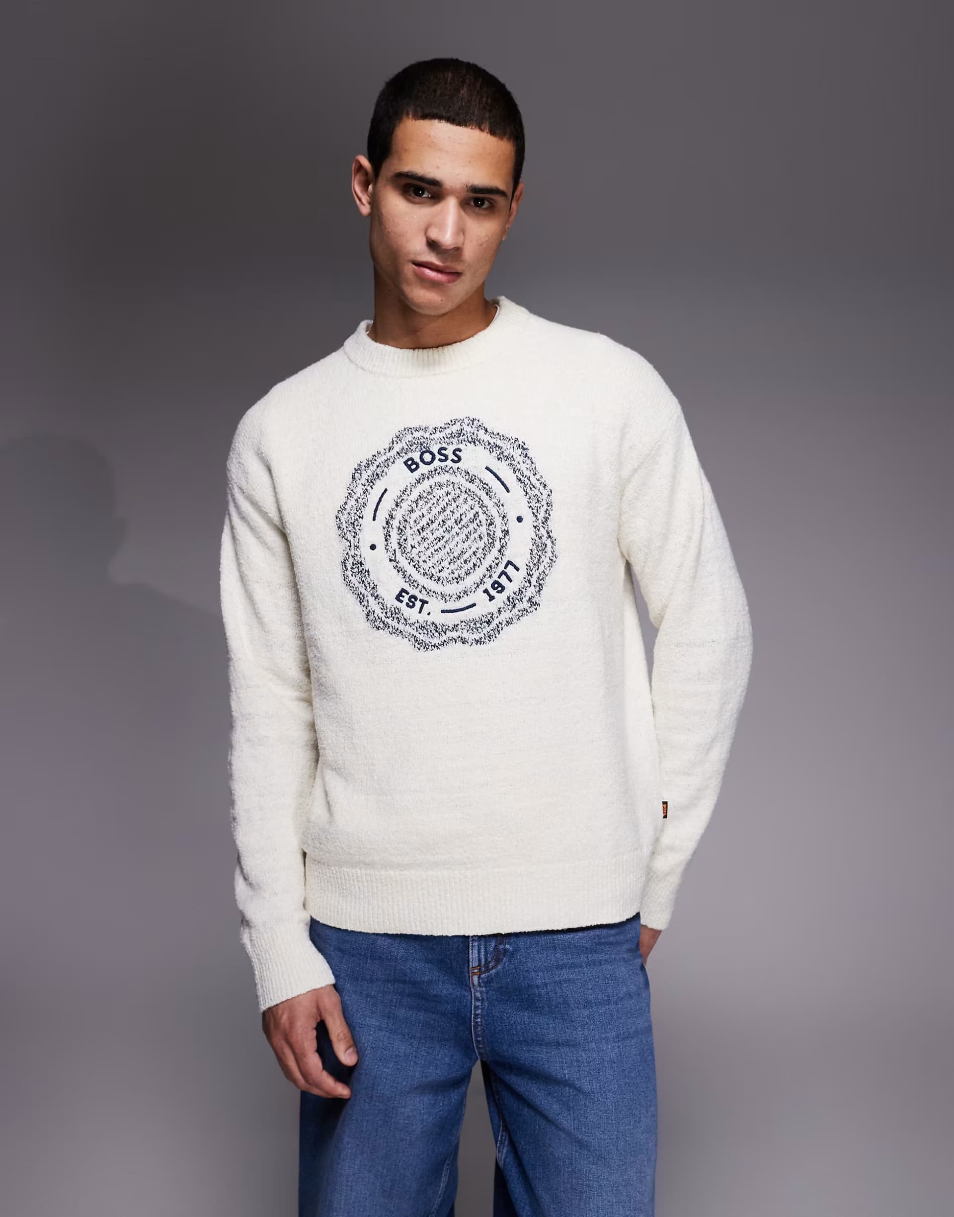 ASOS BOSS Orange kerbert chest print crew neck jumper