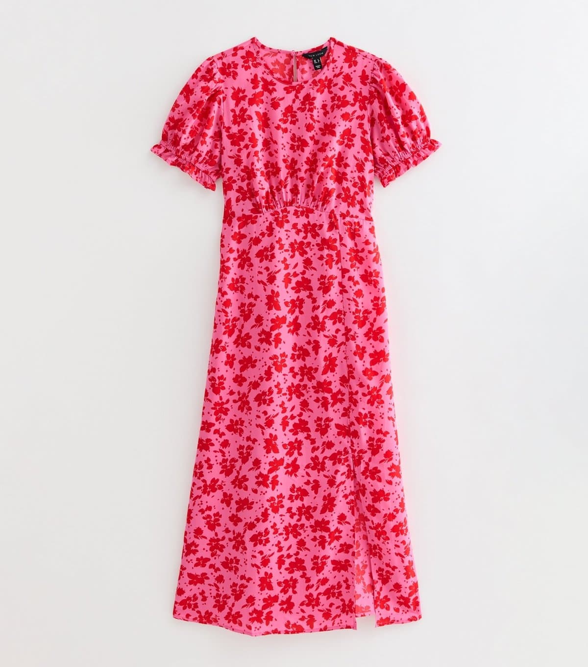 New Look Women's Pink Crepe Floral Short Sleeve Midi Dress New Look