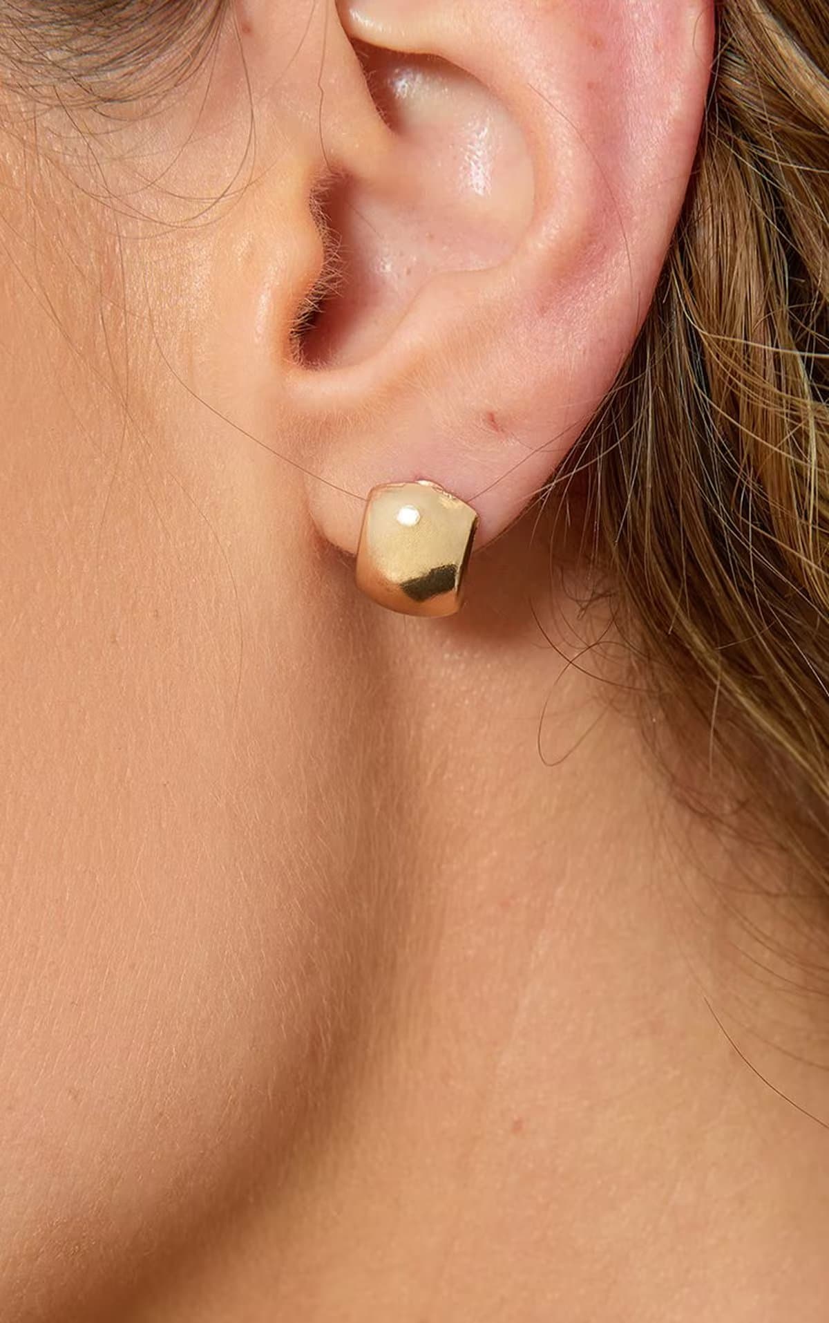 EGO Half Hoop Stud Earring In Gold, Women's Size UK 0