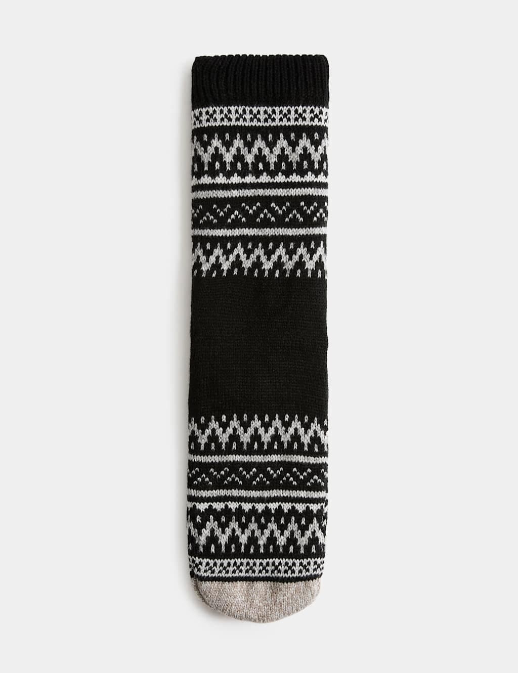 Marks & Spencer M&S Wool Blend Fair Isle Slipper Socks Black Mix