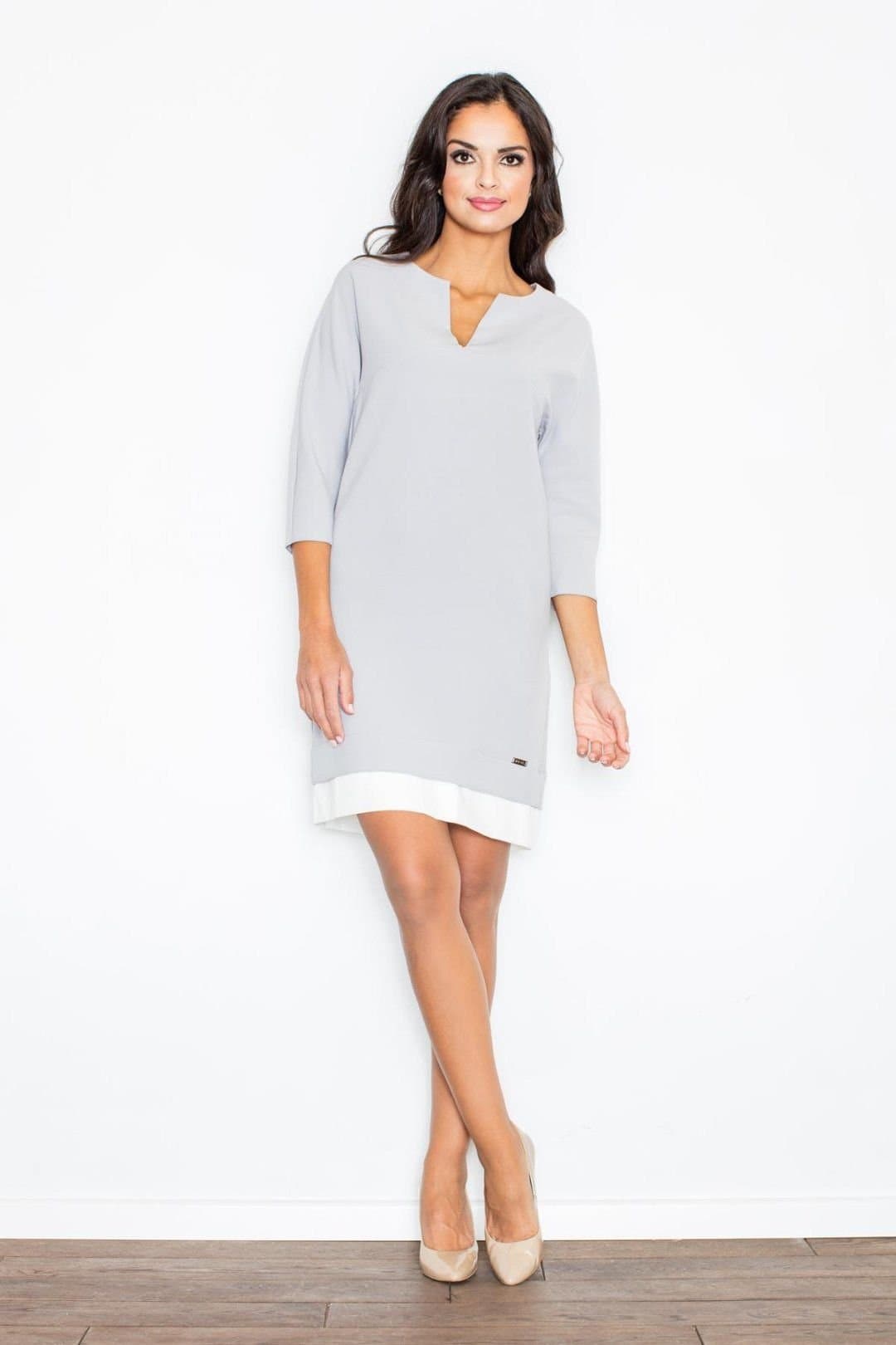 Love Lace Love Lace Women's Minimalist Day Dress with Contrast Hem Pockets in Grey