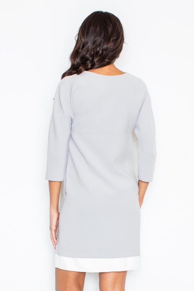 Love Lace Love Lace Women's Minimalist Day Dress with Contrast Hem Pockets in Grey - 2
