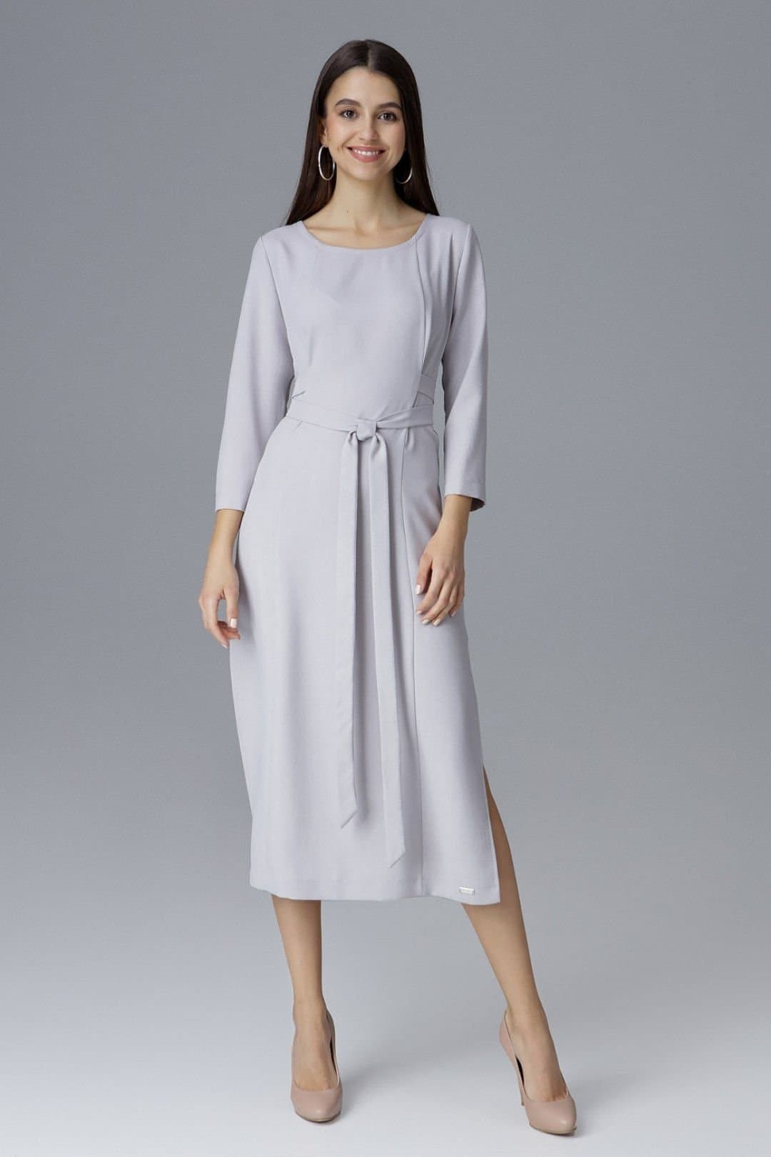 Love Lace Love Lace Women's Knee Length Cocktail Dress with Tied Waist in Grey