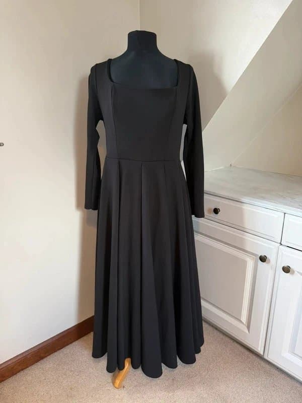Club L London Club L London Alison Black Square Neck A Line Midi Dress Long Sleeve Size 16