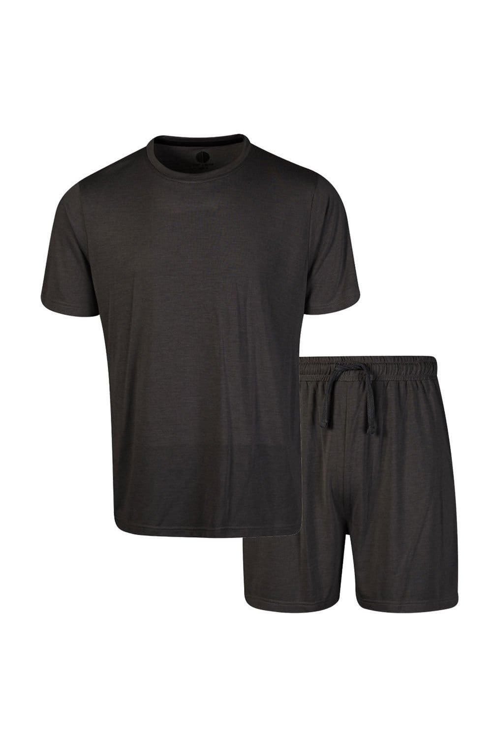Light & Shade Light & Shade Men's Crew Neck Tee & Short Pyjama Set in Black - 4