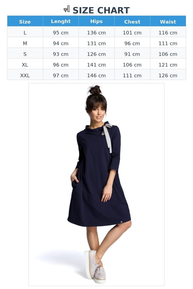 Love Lace Love Lace Women's Loose Fit Dress with Neck Tie & Pockets in Blue - 3