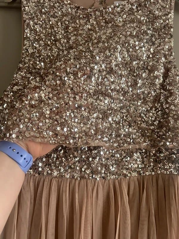 Blush Sequin embellished maxi dress