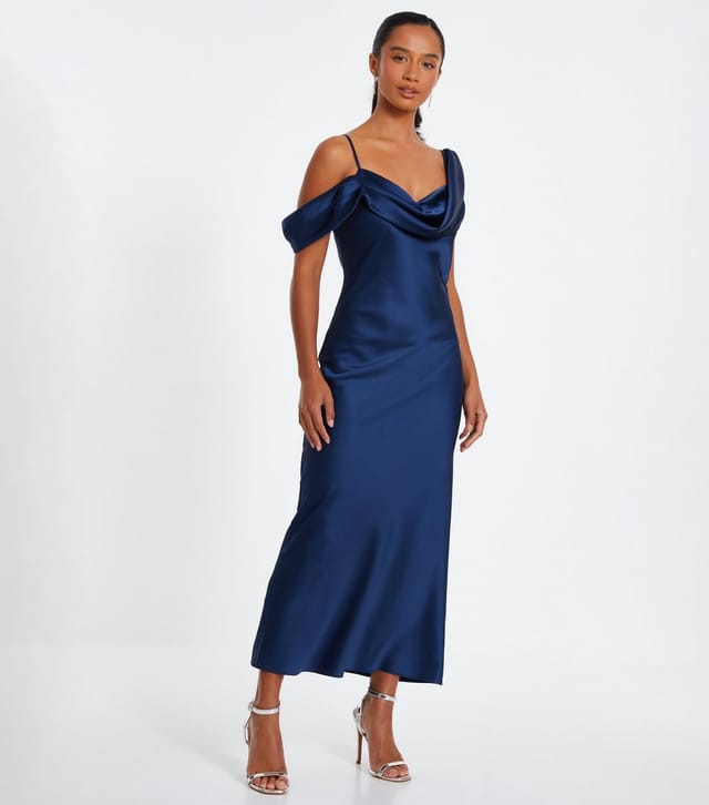 Quiz Women's Navy Cowl Neck Maxi Dress Quiz New Look - 2