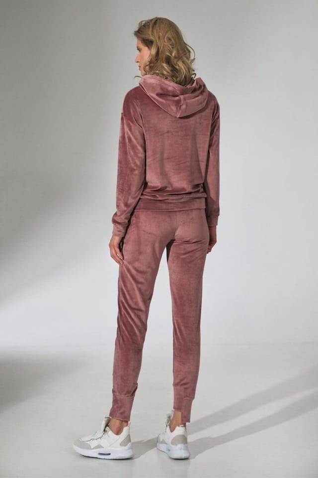 Love Lace Love Lace Women's Pink Velour Sweatpants with Pockets Drawstring - 2