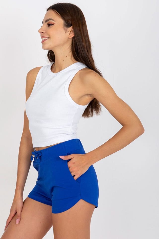 Love Lace Love Lace Women's High Waisted Drawstring Sweatshorts in Blue - 2