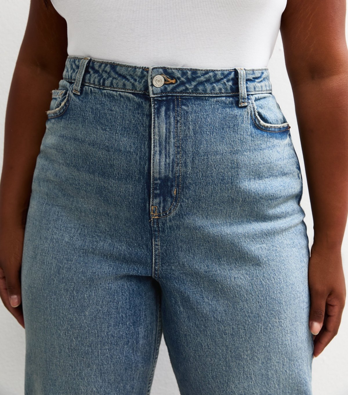 New Look Women's Plus Size Blue High Waist Mom Jeans Curves New Look - 3