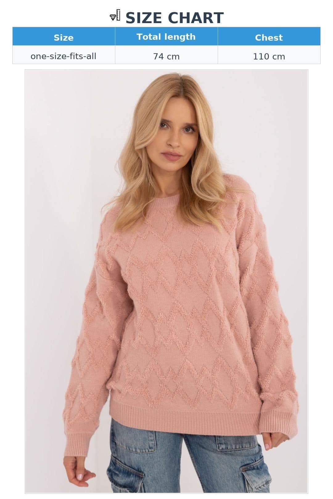 Love Lace Love Lace Women's Textured Knit Round Neck Casual Sweater Style 199537 in Pink - 4