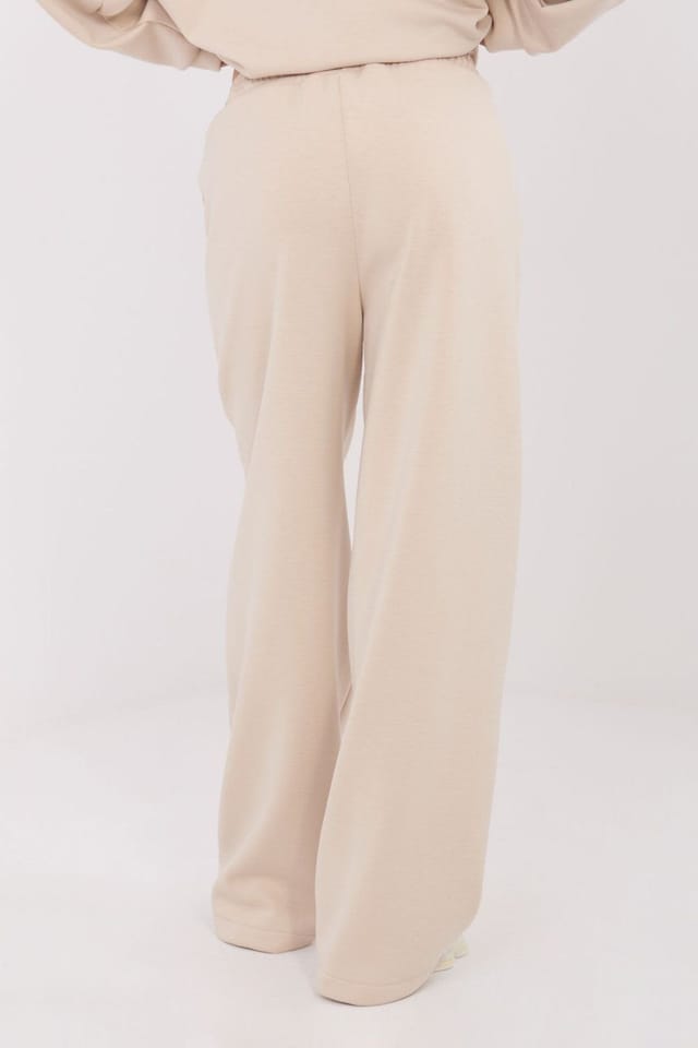 Love Lace Love Lace Women's High Waist Wide Leg Sweatpants Tracksuit in Beige - 3