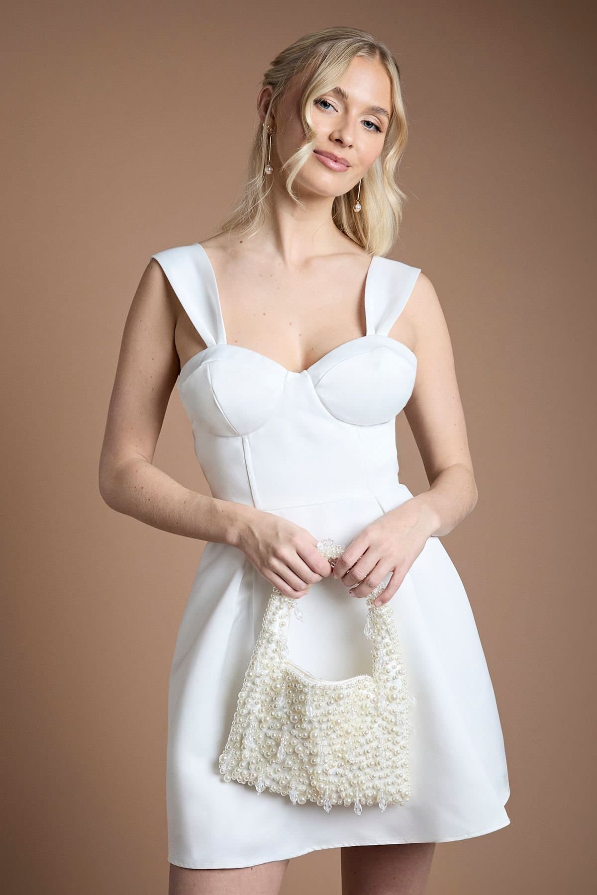 Coast Coast Women's Bridal Edie Pearl Detail Shaped Shoulder Bag in Ivory