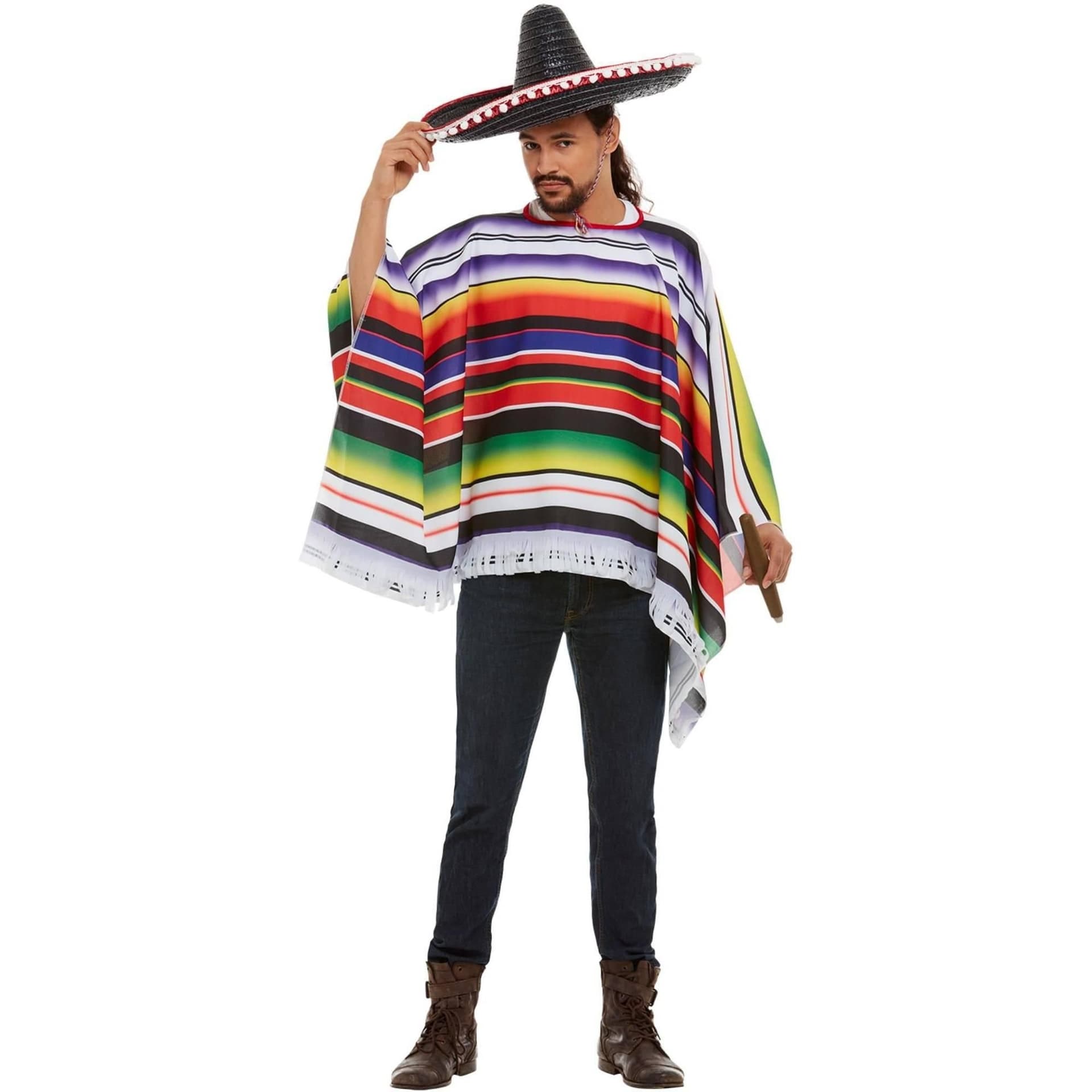Smiffys Smiffys Men's Striped Poncho
