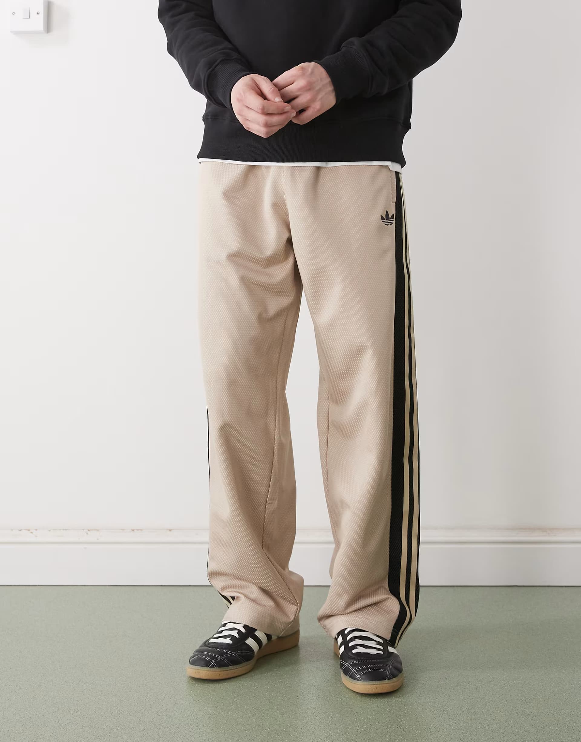 ASOS adidas Originals Loose mesh trackpants in beige