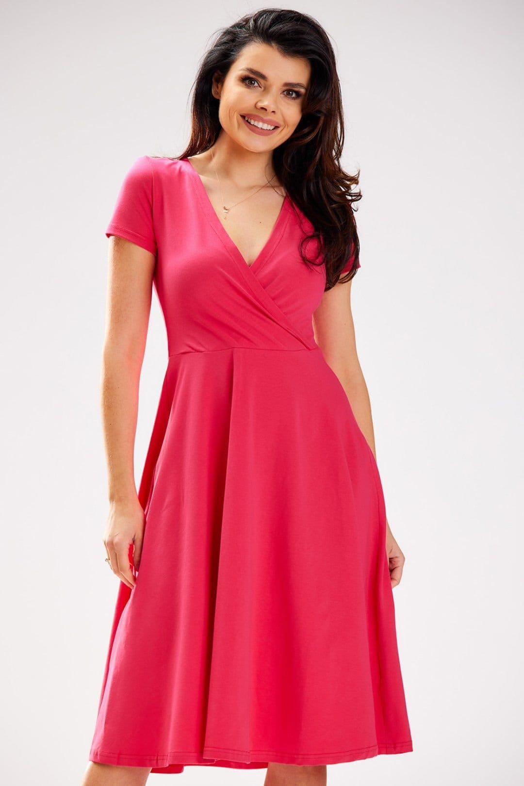 Love Lace Pink Midi Wrap Envelope Dress